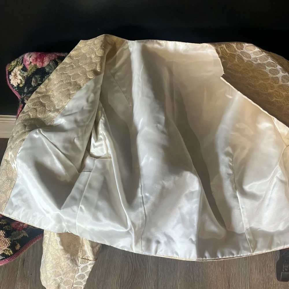 Vintage Handmade Metallic Light Gold Leopard Print Bolero Cropped Jacket - Picture 9 of 10